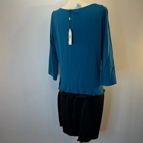 Sophie Max by Max Studio Women's Teal/Black Dress with Belt - Large - NWT $118 - Picture 4 of 5